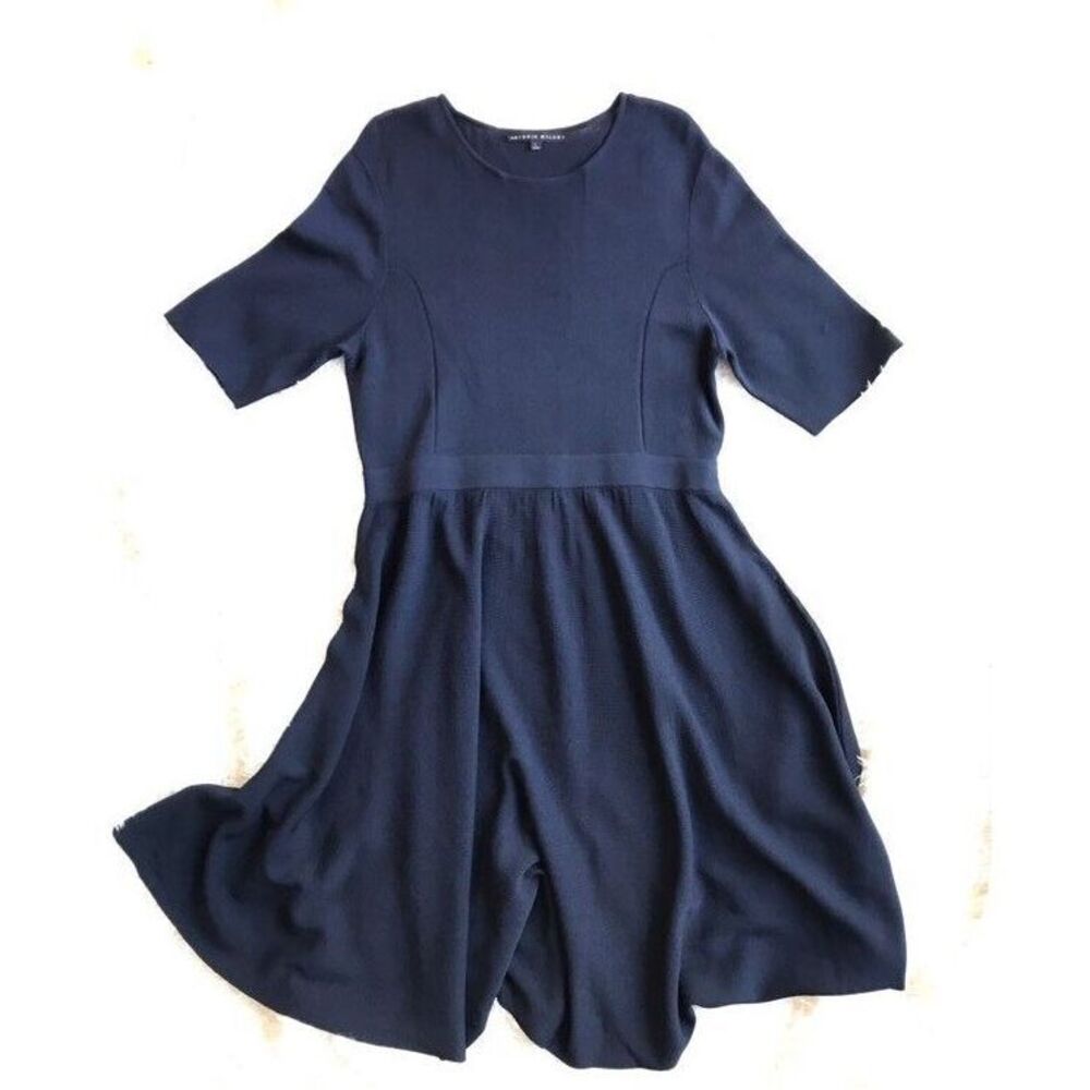 Antonio Melani Knit Fit & Flare Dress Short Sleeve‎ Navy Blue Size L